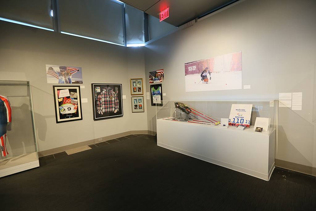 A wide view of Oksana's 2014 Paralympic Winter Games display at the Clinton Foundation Olympic Exhibit.